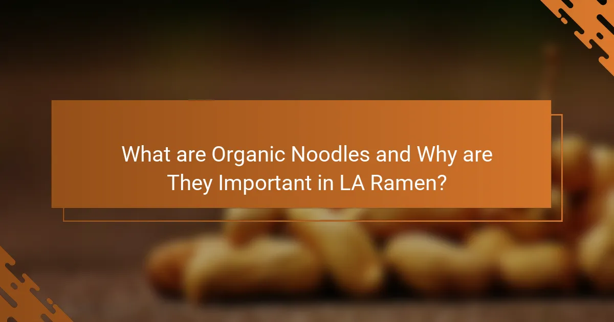 What are Organic Noodles and Why are They Important in LA Ramen?